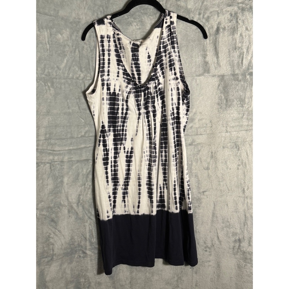 Calvin Klein Jeans Womens Navy Blue White Tie Dye V-Neck Sleeveless Dress M